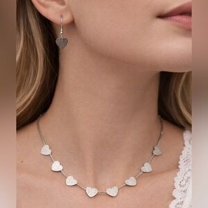 Silver Heart Necklace + Matching Earrings Set | Minimalist Romantic Jewelry